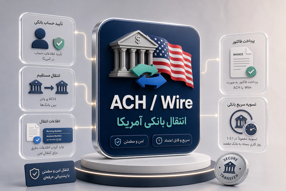 حواله بانکی آمریکا با ACH / Wire
